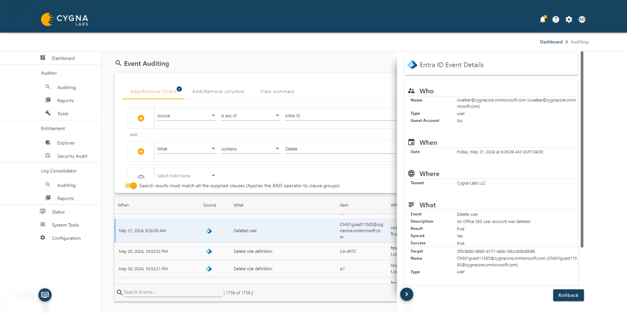 Comprehensive change auditing