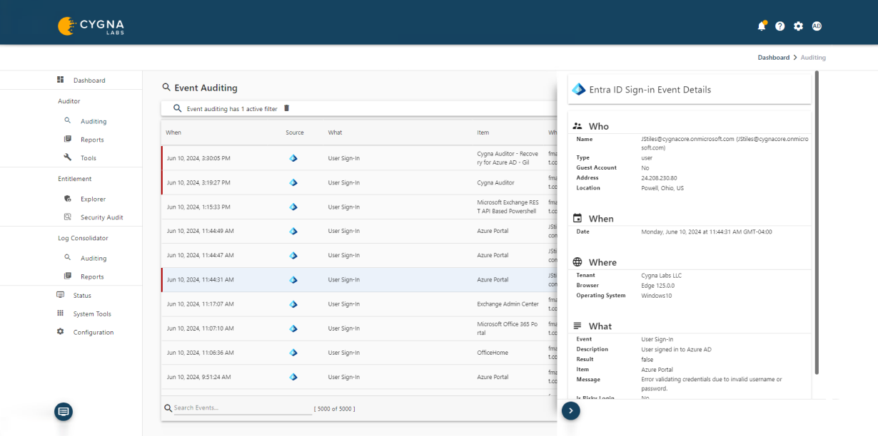 Detailed logon tracking