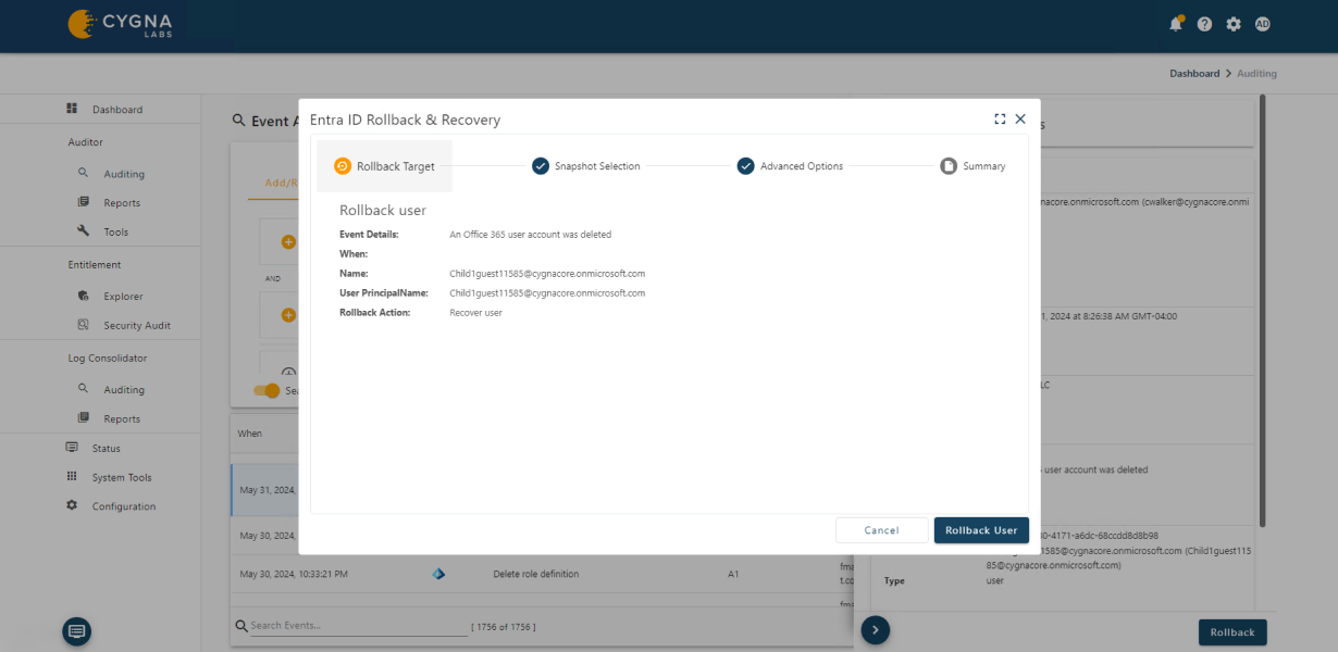 Integrated audit and recovery